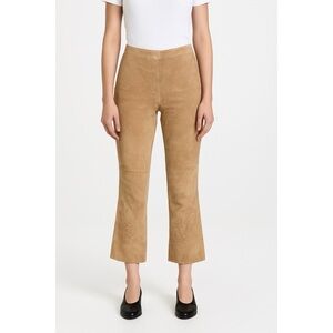 Margaret Godfrey x Vintage Leather Suede Whipstitched Floral Flare Pants